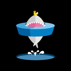 Cute Sharks with Rubber Ducks Jumping Out of The Water