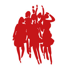 Vector - hand drawn watercolor illustration. Dancing people. People shaped watercolor stains