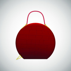 Obraz premium Vector fashion handbag. illustration of a red purse on a grey background. Elegant woman bag for business lady. As sign, symbol, icon, web, label, emblem.