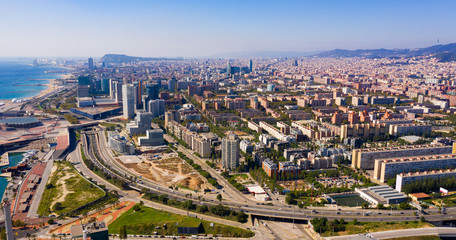 Aerial view of Diagonal Mar district, Barcelona