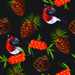 Naklejka premium Vector tropical summer seamless patern. Floristic elements.