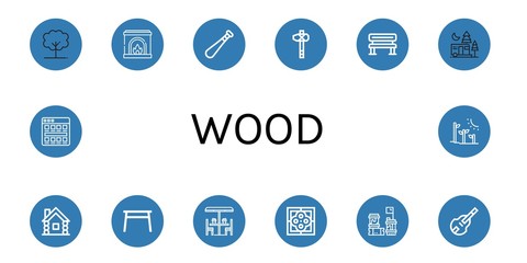 wood icon set