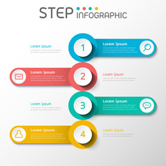 Fototapeta premium Geometric shape elements with steps,options,milestone,processes or workflow.Business data visualization.Creative step infographic template for presentation,vector illustration.