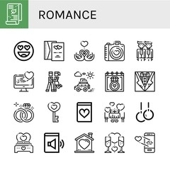 romance icon set