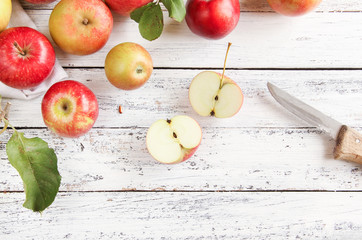 Apfel Äpfel essen Tisch Anschnitt