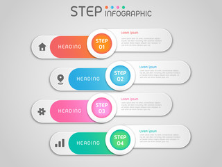 Geometric shape elements with steps,road map,options,milestone,processes or workflow.Business data visualization.Creative step infographic template for presentation,vector illustration.