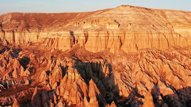 Drone cappadocia sunset at rose valley