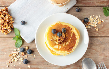 Pfannkuchen Pancakes Heidelbeeren Beeren