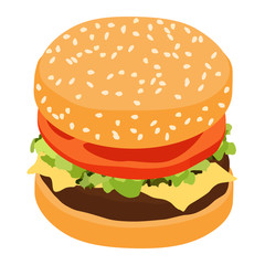Hamburger Classic Burger American Cheeseburger with Lettuce Tomato Onion