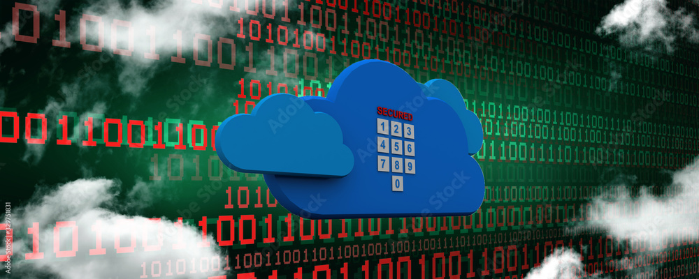 Aufkleber 3d rendering cloud computing, security