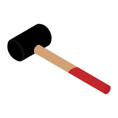 Hammer mallet with wooden handle isolated on white background isometric view