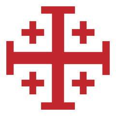 Vector illustration red Jerusalem cross. Cross of Knightly Order of the Holy Sepulchre of Jerusalem