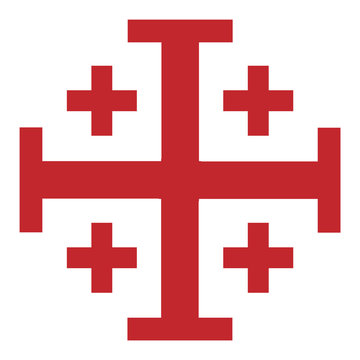 Vector illustration red Jerusalem cross. Cross of Knightly Order of the Holy Sepulchre of Jerusalem