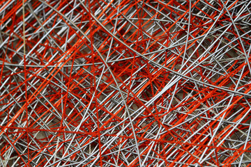 Abstract background material assembled with wires and thin strings
