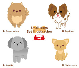 小型犬　4種セット チワワ、プードル、ポメラニアン、パピヨン
