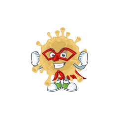 A picture of coronavirus particle dressed as a Super hero cartoon character