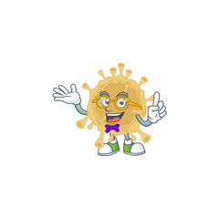 Super Funny coronavirus particle in nerd mascot design style