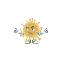A picture of smirking coronavirus particle cartoon character design style