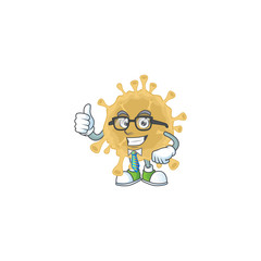 Coronavirus particle successful Businessman cartoon design with glasses and tie