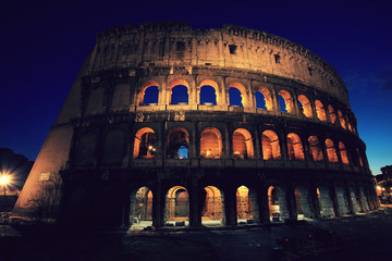 Fototapeta na wymiar The Colosseum at night, Rome, Italy