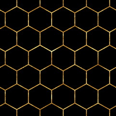 Motif géométrique abstrait avec des lignes dorées. Modèle sans couture. Hexagone