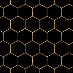 Papier Peint photo Noir et or Motif géométrique abstrait avec des lignes dorées. Modèle sans couture. Hexagone