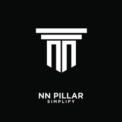 minimal nn n pillar letter initial logo icon design