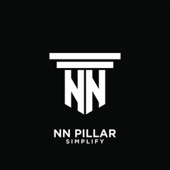 minimal nn n pillar letter initial logo icon design