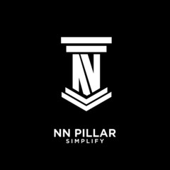 minimal nn n pillar letter initial logo icon design