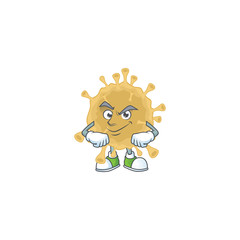 An icon of coronavirus particle mascot design with confident gesture