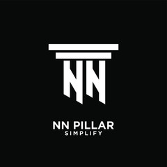 minimal nn n pillar letter initial logo icon design
