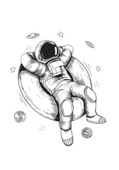 Astronaut Graphic Image With Black And White Style, design by global stock image dot com