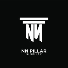 minimal nn n pillar letter initial logo icon design
