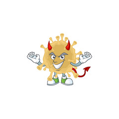 Cartoon picture of coronavirus particle in devil cartoon character design
