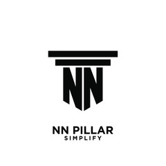 minimal nn n pillar letter initial logo icon design