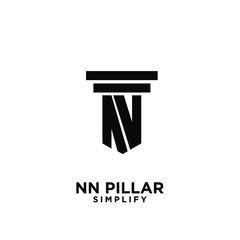 minimal nn n pillar letter initial logo icon design