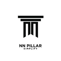 minimal nn n pillar letter initial logo icon design