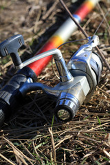 fishing rod on the ground close up