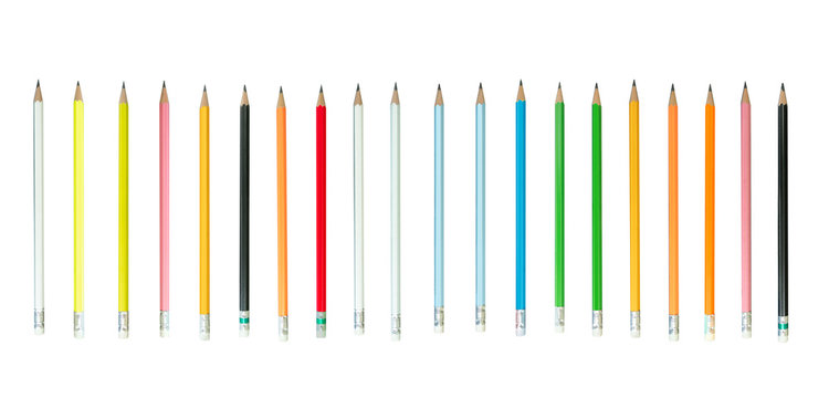 Pencil group with Copy Space Isolated on a White Background.