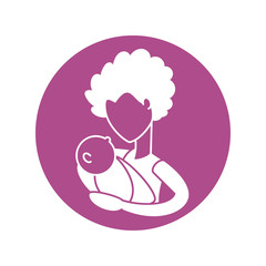Fototapeta na wymiar woman with baby, silhouette style icon