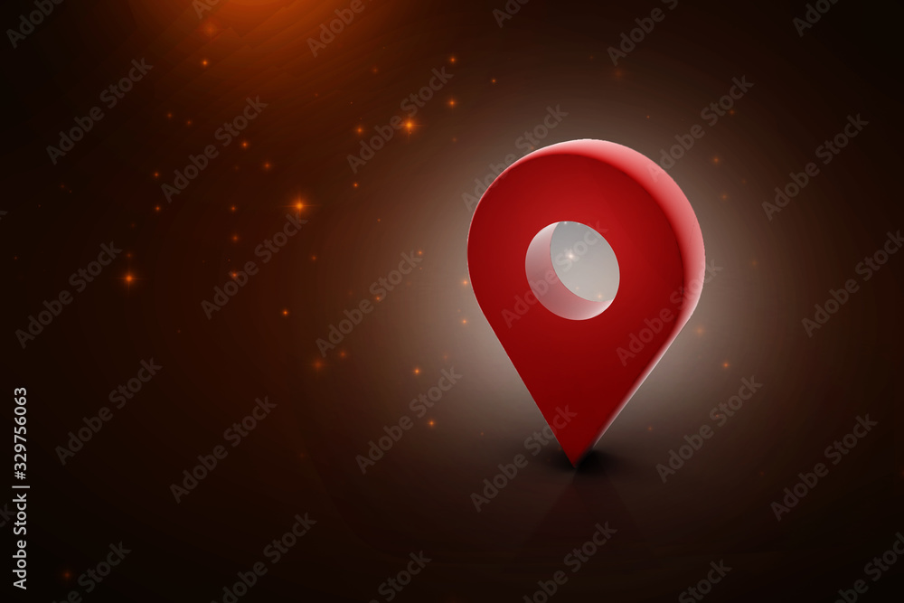 Fototapete 3d rendering red map pointer with world map