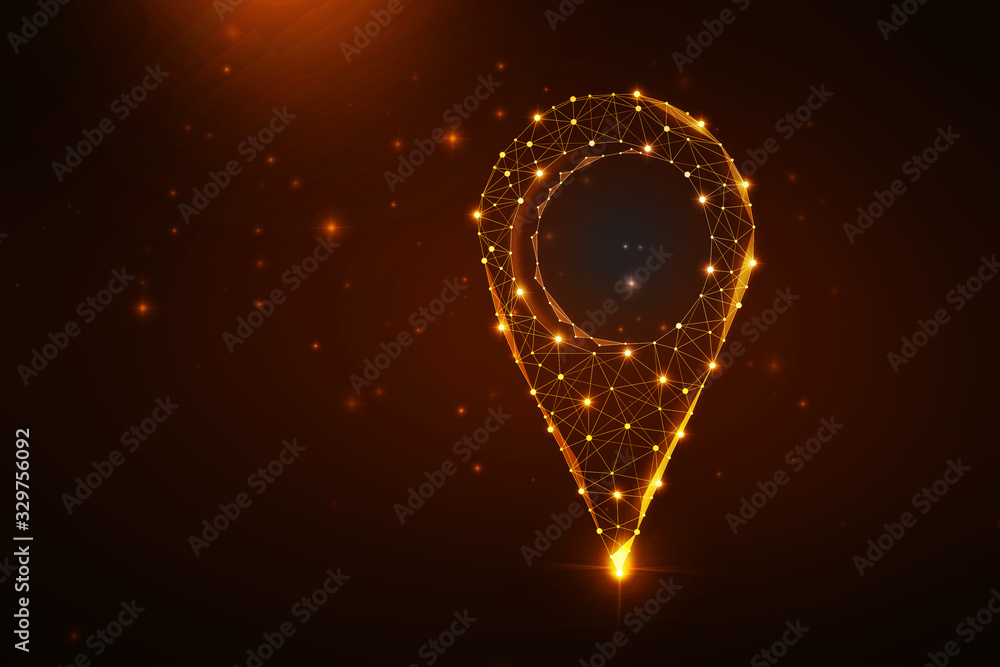 Poster 2d rendering red map pointer with world map
