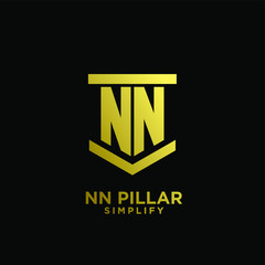 minimal nn n pillar letter initial gold luxury logo icon design