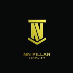 minimal nn n pillar letter initial gold luxury logo icon design
