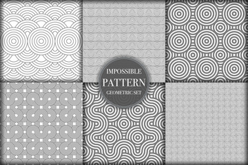 Set of 6 impossible geometric seamless pattern, part 2