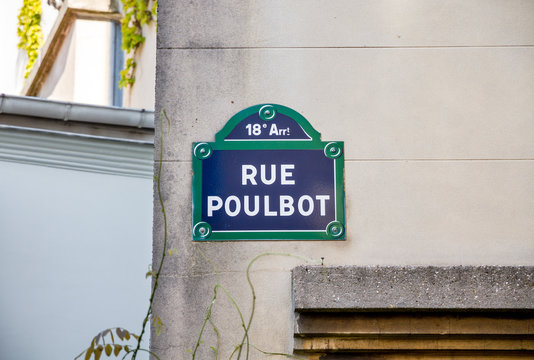 Rue Poulbot street sign, Paris, France