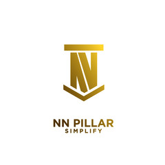 minimal nn n pillar letter initial gold luxury logo icon design