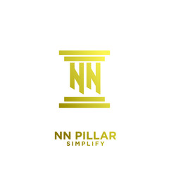 minimal nn n pillar letter initial gold luxury logo icon design
