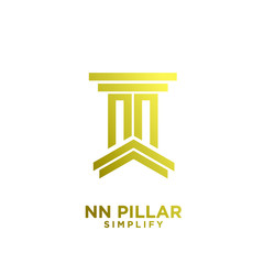 minimal nn n pillar letter initial gold luxury logo icon design