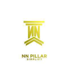 minimal nn n pillar letter initial gold luxury logo icon design